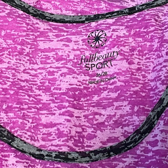 SOLD - FullBeauty Sport Pink Burnout Short Sleeve Top with Neckline Detail - Picture 7 of 7